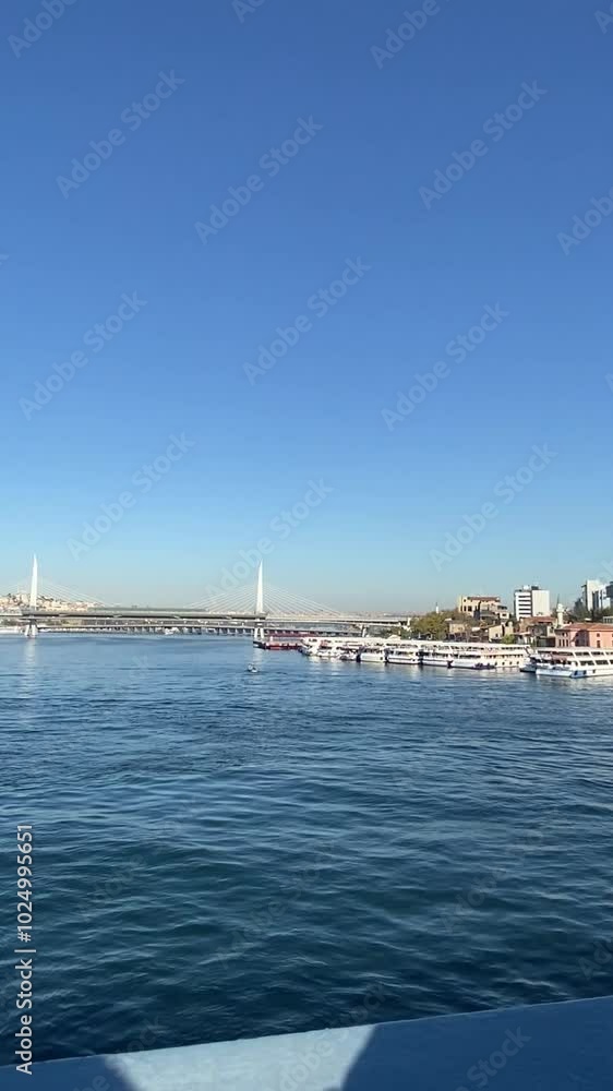 The Bosphorus Strait in Istanbul offers a stunning view that separates the continents of Europe and Asia, with the modern bridge spanning the strait, symbolizing connection and transition. The Bosphorus Strait in Istanbul offers a stunning view that separates the continents of Europe and Asia, with the modern bridge spanning the strait, symbolizing connection and transition.
