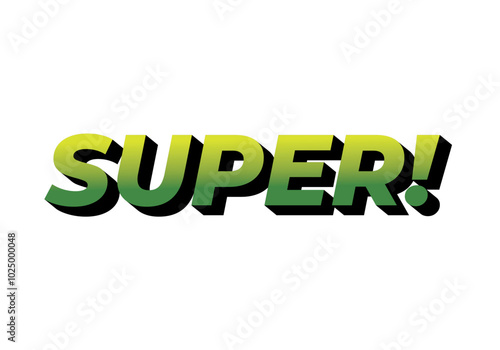 Super. Text effect in colorful style with 3D look