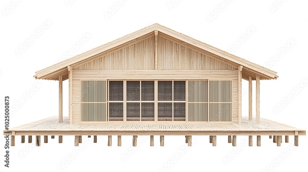 Tranquil Japanese Style House with Wooden Deck Tatami Mats and Sliding Paper Doors in an Isolated Setting Showcasing Traditional Architecture and Minimalist Design Tranquil Japanese Style House with Wooden Deck Tatami Mats and Sliding Paper Doors in an Isolated Setting Showcasing Traditional Architecture and Minimalist Design