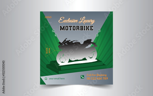 Bike sale social media post banner motorcycle social media Instagram post vector template design. Set of social media story and post frames. Layout design for online marketing. photo