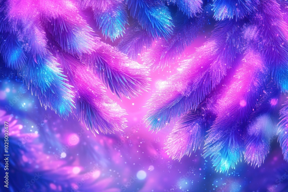 Close-up of coniferous tree branches covered in hoarfrost, creating a wintery atmosphere with a shallow depth of field Close-up of coniferous tree branches covered in hoarfrost, creating a wintery atmosphere with a shallow depth of field