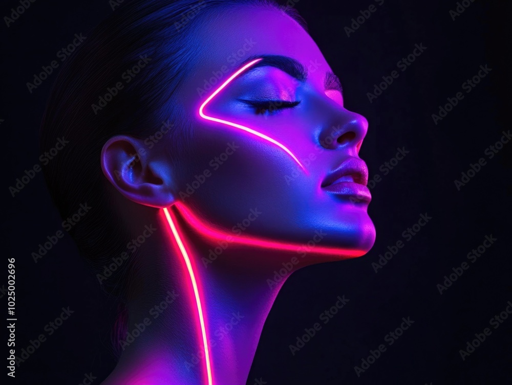 Neon Glow Effects on Face Neon Glow Effects on Face