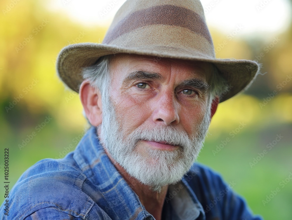 Fototapeta premium Senior Outdoorsman in Hat