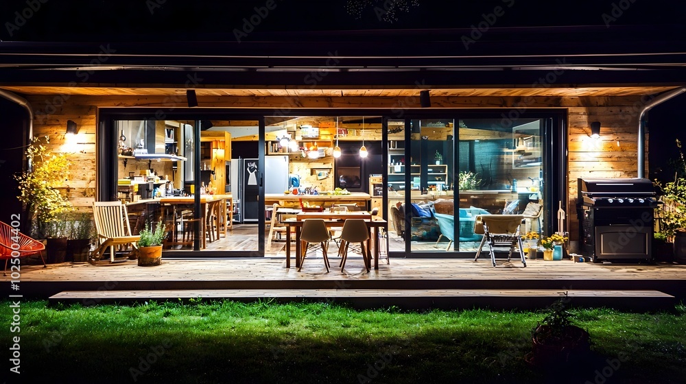 Tranquil Japanese Style House Interior with Minimalist Furniture Soft Lighting and Warm Natural Wood Accents Isolated on a Simple Background Tranquil Japanese Style House Interior with Minimalist Furniture Soft Lighting and Warm Natural Wood Accents Isolated on a Simple Background