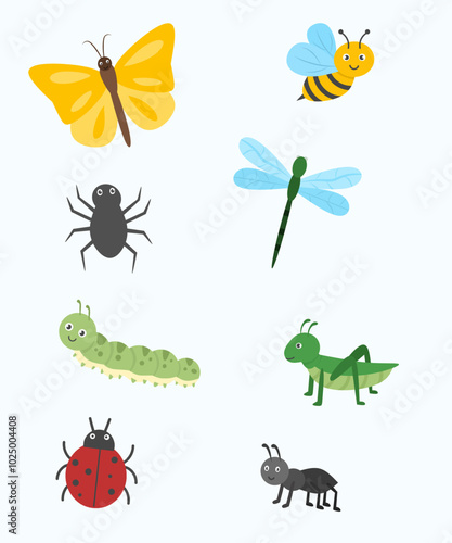 collection of insects, set of insects elements , insects cartoon 