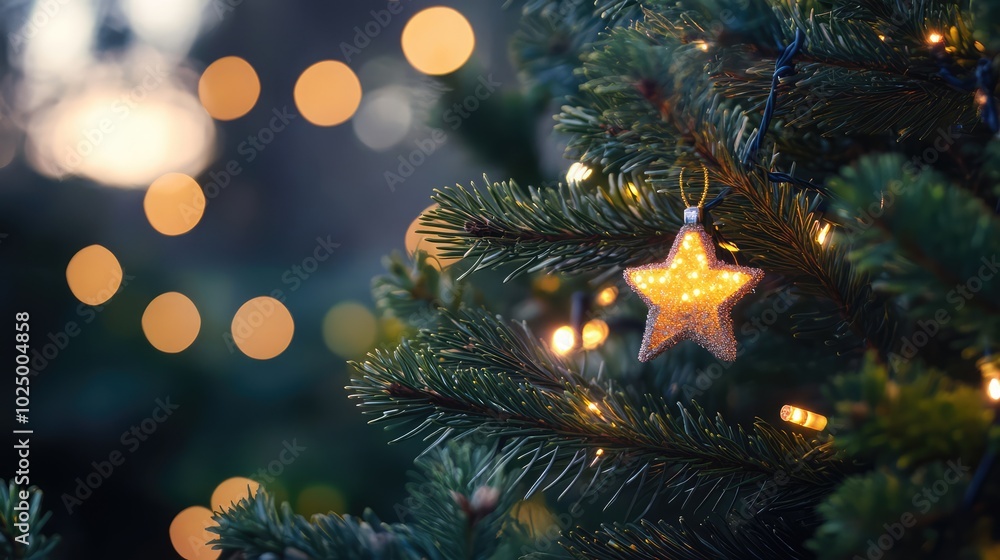 Obraz premium Christmas Tree Light, AI generated illustration.