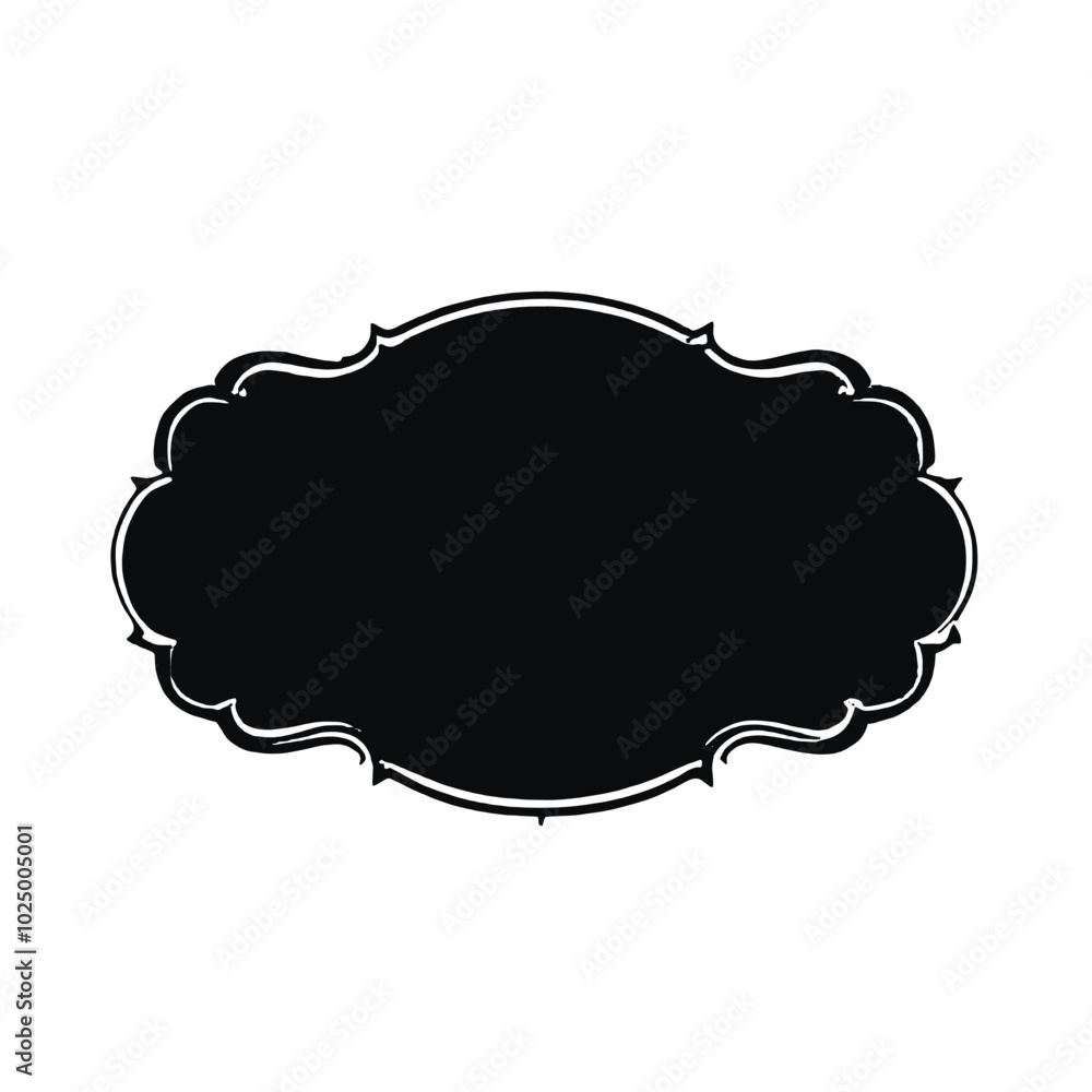 A black ornate frame or label with a decorative border A black ornate frame or label with a decorative border