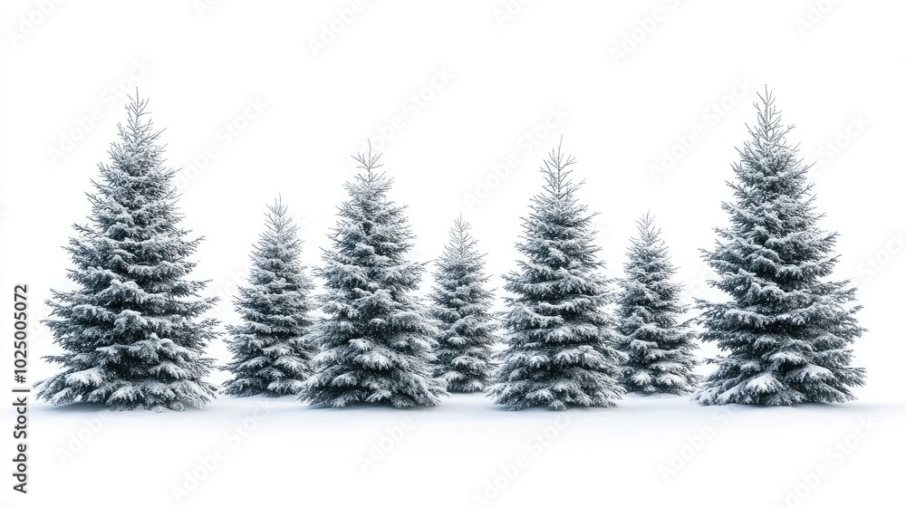 Fototapeta premium Isolated Winter Christmas Trees, AI generated illustration.
