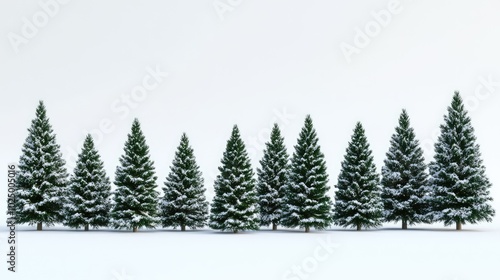 Isolated Winter Christmas Trees, AI generated illustration.