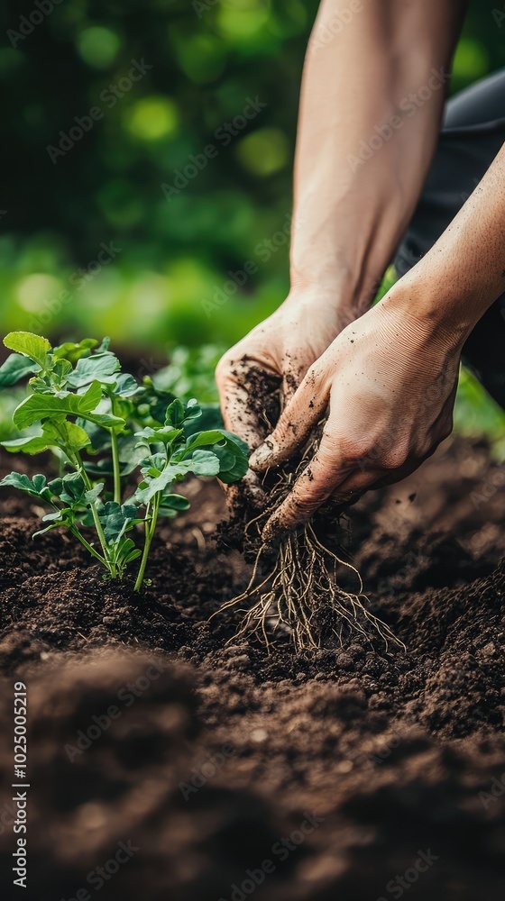 Hands of Gardener Digging in Fresh Soil Hands of Gardener Digging in Fresh Soil