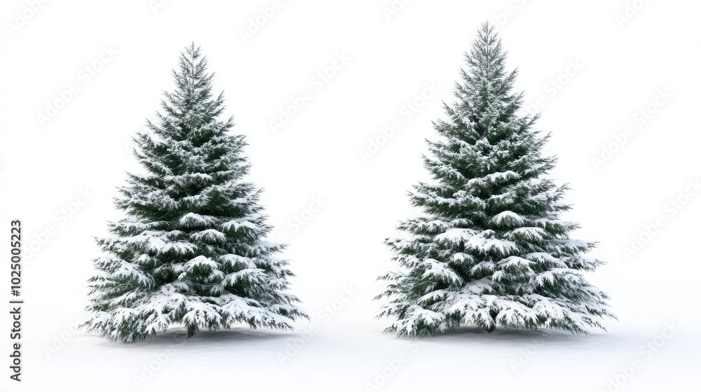 Fototapeta premium Isolated Winter Christmas Trees, AI generated illustration.