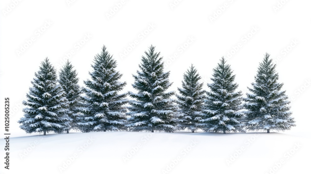 Fototapeta premium Isolated Winter Christmas Trees, AI generated illustration.