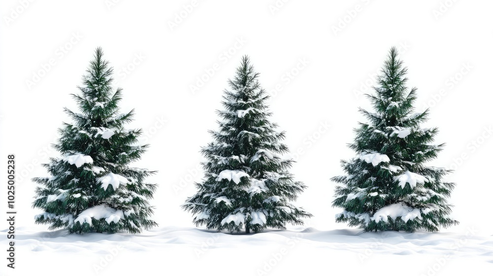 Isolated Winter Christmas Trees, AI generated illustration. Isolated Winter Christmas Trees, AI generated illustration.