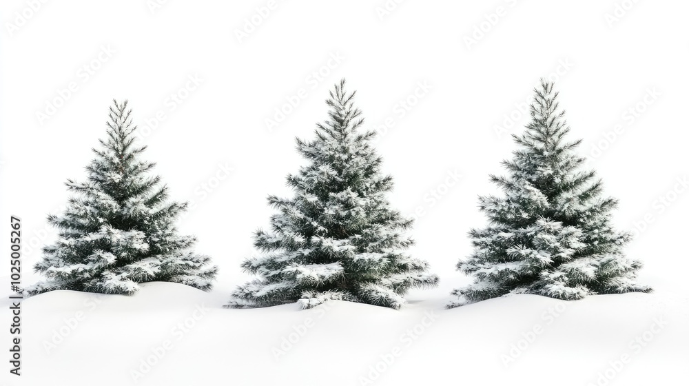 Isolated Winter Christmas Trees, AI generated illustration. Isolated Winter Christmas Trees, AI generated illustration.