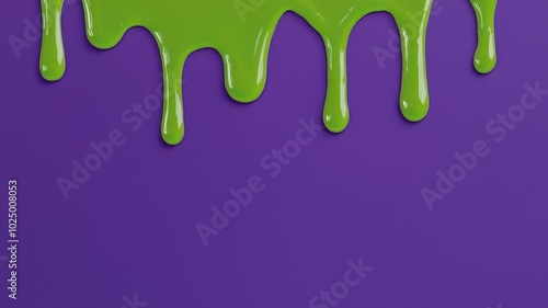 Green slime dripping against a vivid purple background, creating a vivid and playful effect. photo