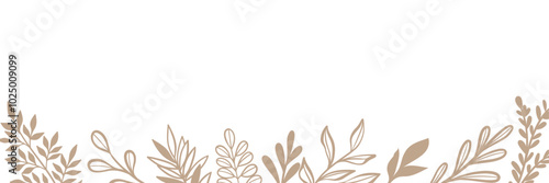Autumn leaf background minimalist brown white banner design, footer frame cover design, concept illustration