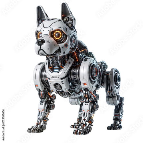 PNG, transparent background, isolated futuristic robot dog, security guardian pet
