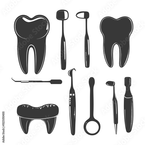 Dental Tools and Teeth Illustrations