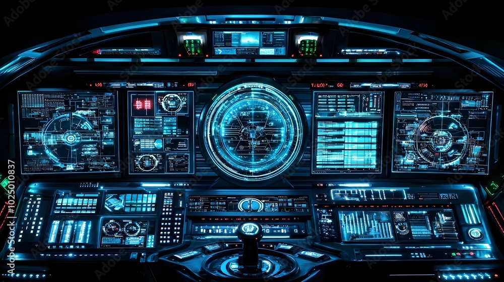 Fototapeta premium Photograph of a modern high tech coworking space featuring digital displays ergonomic desks and state of the art office equipment against an isolated background