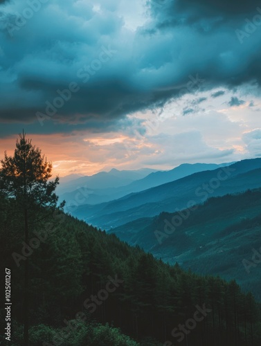 Serene Sunset Over Mountains