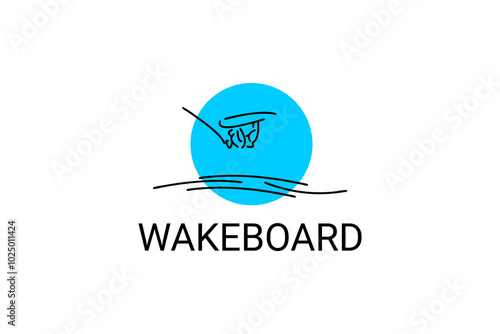 wakeboard sport vector line icon. a wakeboarders playing wakeboard in the water. sport pictogram, vector illustration.