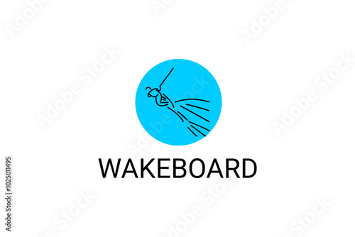 wakeboard sport vector line icon. a wakeboarders playing wakeboard in the water. sport pictogram, vector illustration.