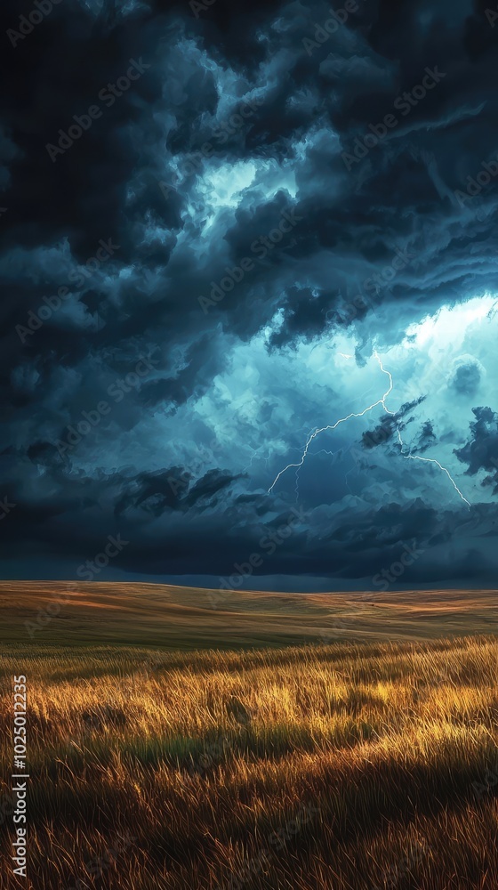 Dramatic Thunderstorm Approaching Scenic Landscape Dramatic Thunderstorm Approaching Scenic Landscape