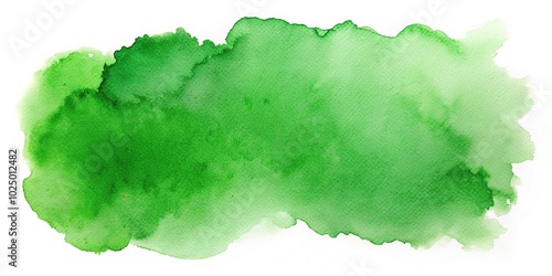 Low angle view of green watercolor blot isolated on white background