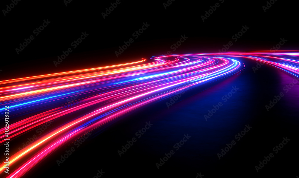 abstract image with colorful neon geometrical lines with dark blue background ,glowing abstract image with colorful neon geometrical lines with dark blue background ,glowing