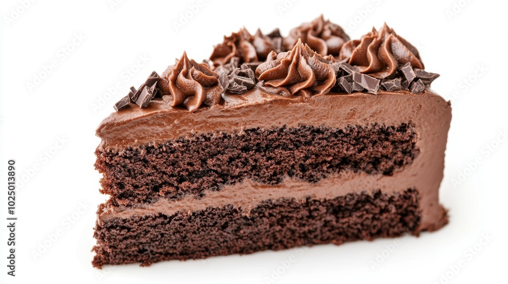Tempting chocolate cake with glossy frosting, isolated on a white background, creating a clean, delicious dessert display Tempting chocolate cake with glossy frosting, isolated on a white background, creating a clean, delicious dessert display