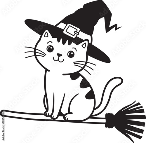 Halloween cat on a white background