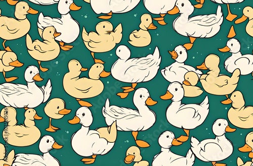 Duck cute smiling  pattern wallpaper