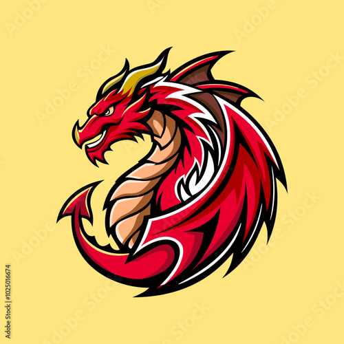 Red dragon mascot vector illustration