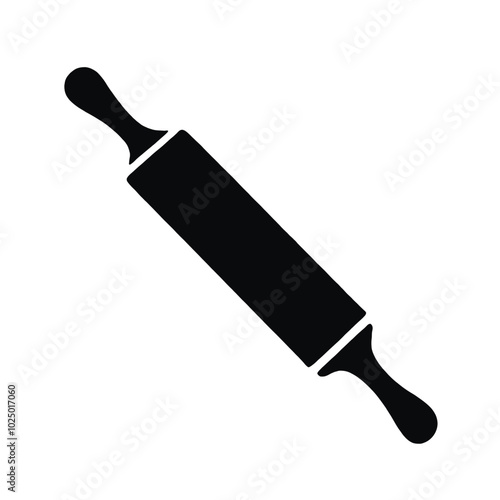 A black silhouette of a rolling pin 