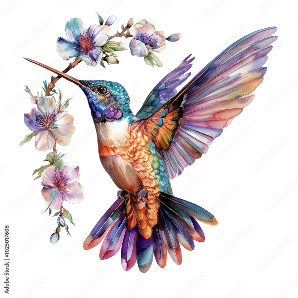 Fototapeta premium hummingbird and flowers