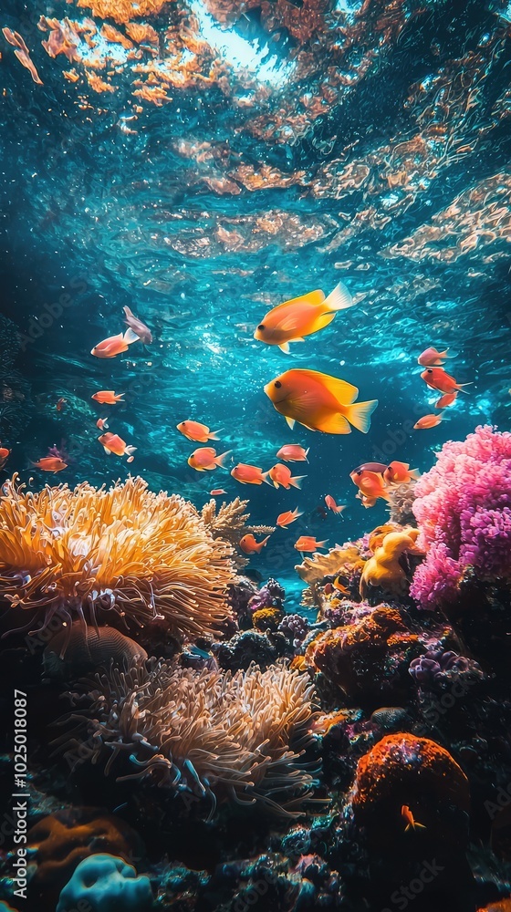 Obraz premium Vibrant Underwater World with Colorful Marine Life