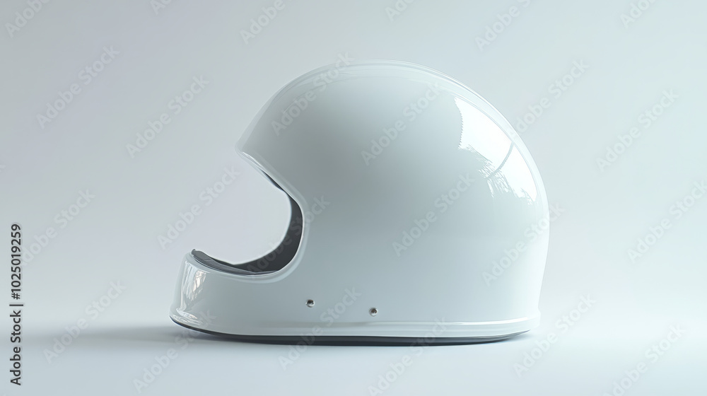 Fototapeta premium A close-up of a white helmet on a plain background, focusing on its texture and clean lines, conveying a sense of safety and simplicity in design