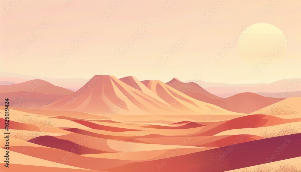 Fototapeta premium A Sunset Over a Desert Landscape with Rounded Mountains