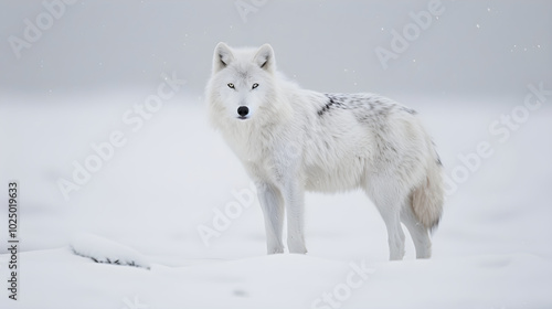 White Arctic Wolf: Majestic Predator Enduring Isolation and Arctic Winters