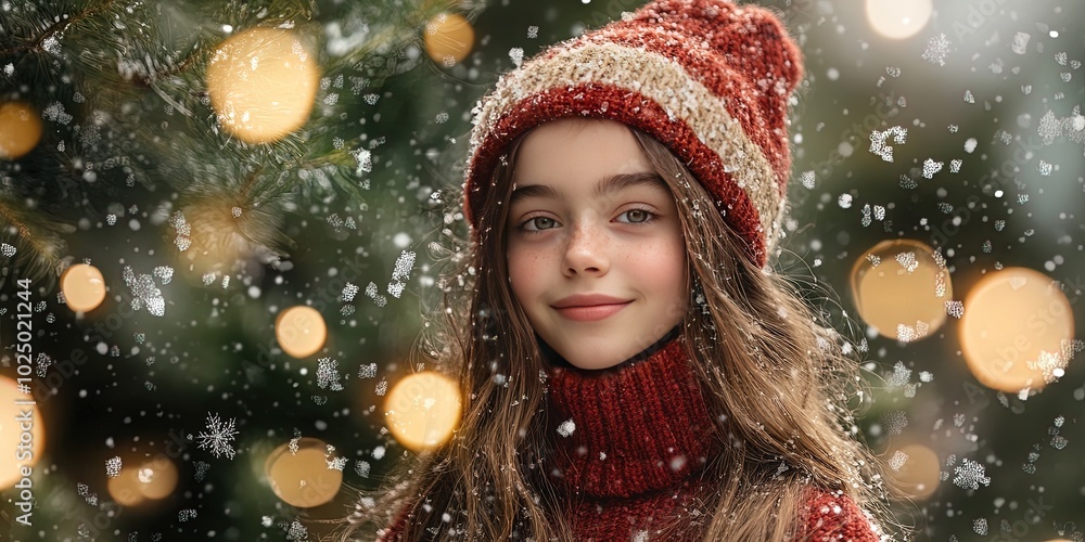 portrait of young model, christmas fashion portrait of young model, christmas fashion