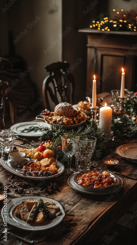 Elegant Traditional European Christmas Dinner Table Setup Elegant Traditional European Christmas Dinner Table Setup