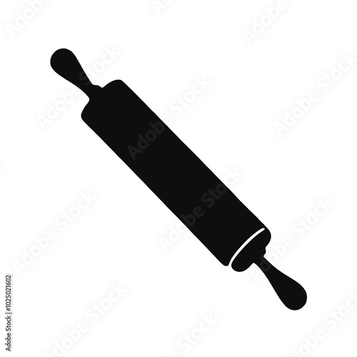 A black silhouette of a rolling pin 