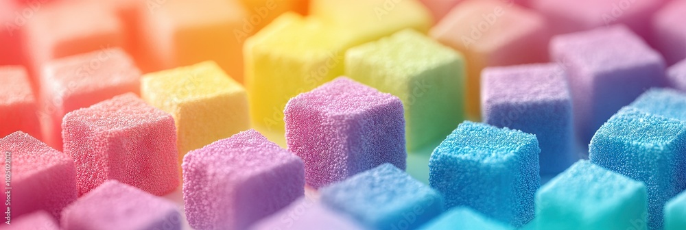 Rainbow foam cubes, white background Rainbow foam cubes, white background