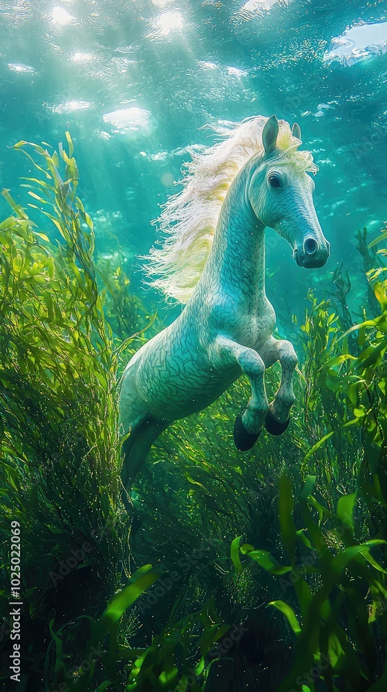 Tranquil Underwater Scene with Sea Horse Tranquil Underwater Scene with Sea Horse