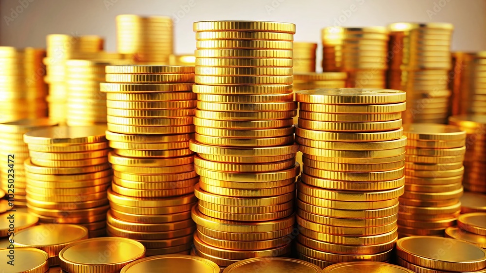 3D Golden Coin Stack Illustration - Money Pile on Isolated Background for Financial and Investment Concepts 3D Golden Coin Stack Illustration - Money Pile on Isolated Background for Financial and Investment Concepts
