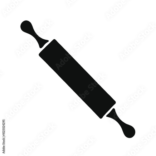 A black silhouette of a rolling pin 