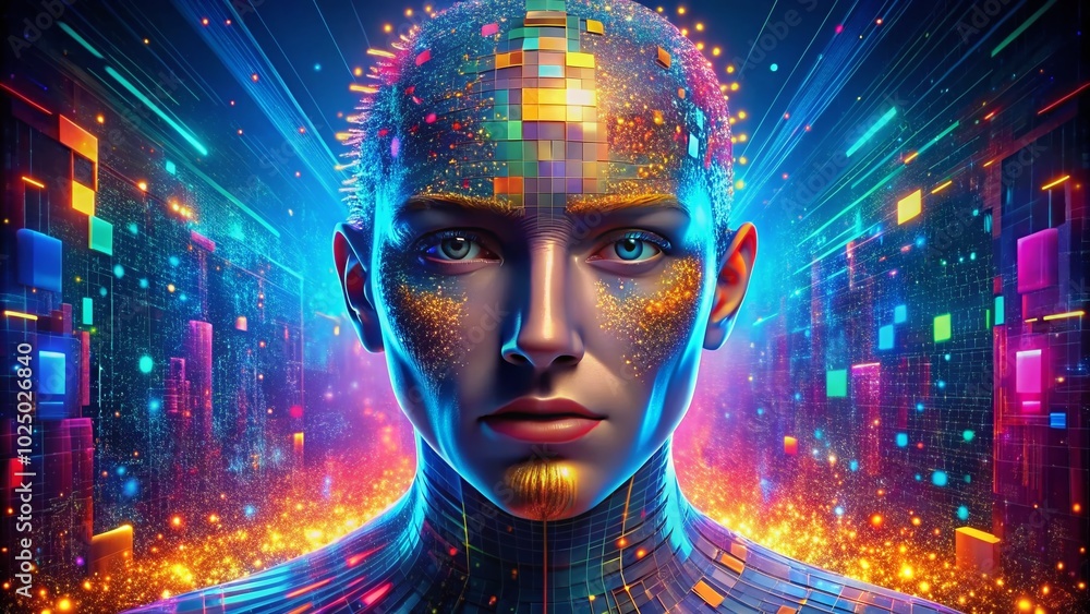 Abstract Digital Human Face in Artificial Intelligence Concept Representing Big Data and Cyber Security in 3D Abstract Digital Human Face in Artificial Intelligence Concept Representing Big Data and Cyber Security in 3D
