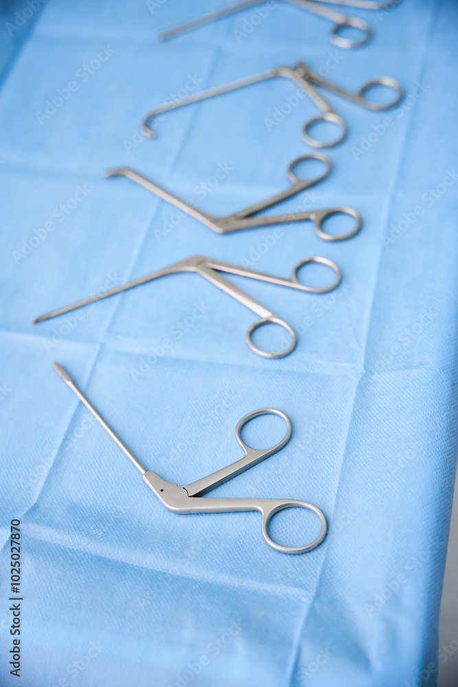 Fototapeta premium Set of special instruments is laid out on a table
