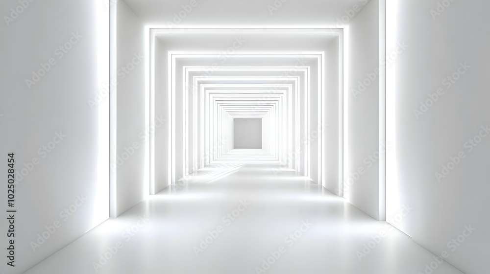 Fototapeta premium A photograph showcasing a minimalist hallway with clean sleek lines and soft diffused lighting creating a serene and inviting atmosphere