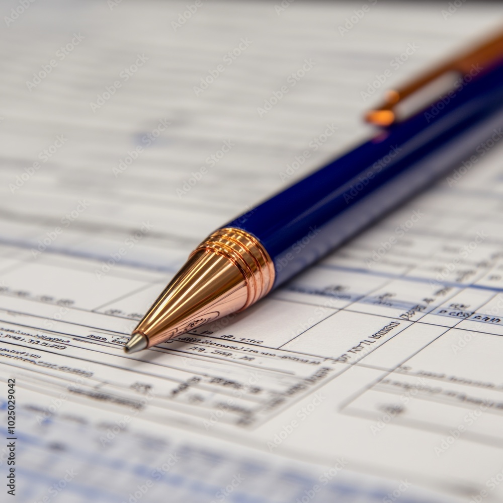A close-up of a pen resting on a document with printed text. A close-up of a pen resting on a document with printed text.